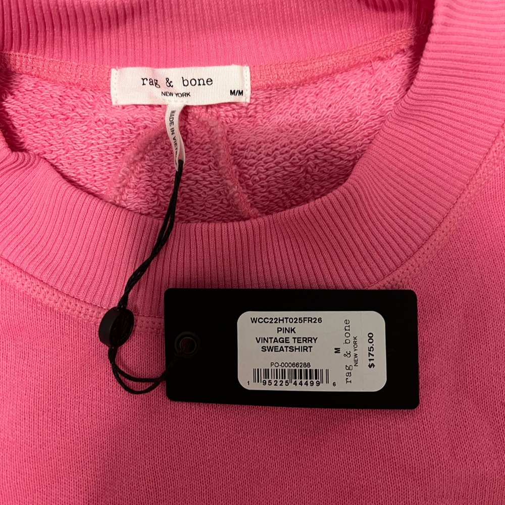 Rag and Bone Pink Cropped Sweatshirt - Picture 2 of 3